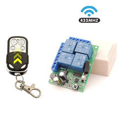 433Mhz AC 220V 110V 4CH Remote Control Switch, AC 85V~220V 4 Channels Relay Receiver Module for Garage Door/ Light/ Motor /Gate