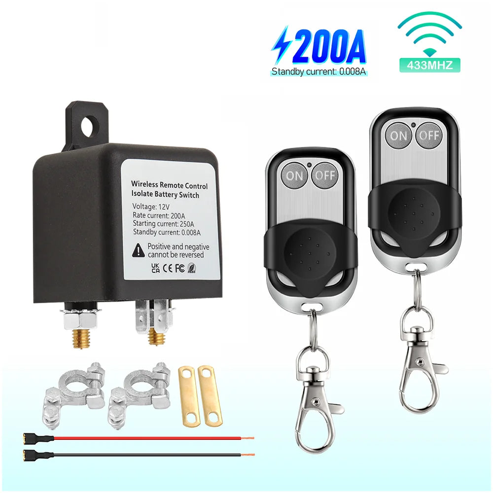 Battery Switch Relay 12V Remote Battery Kill Switch Car Batterys Disconnect Relay Anti Theft Shut Off Switch Battery Isolator