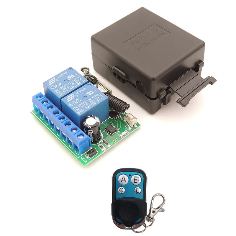 DC 12V 10A 2CH rf Relay Receiver 433MHz Universal Wireless Remote Control opener for Electric curtains/ gate/ garage/ door