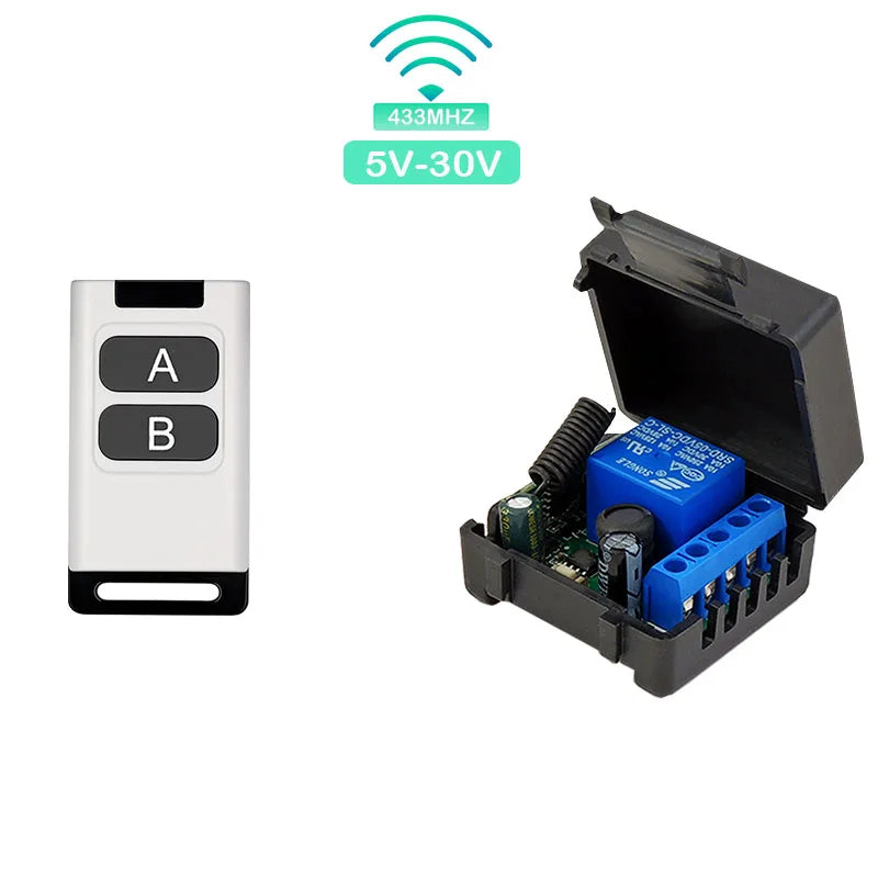 433 Mhz Controle Remoto Universal Interruptor Sem Fio 5V 30V 10A 1 Canal Receptor de Rádio 80 Metros Controle Remoto para Portão Porta Led