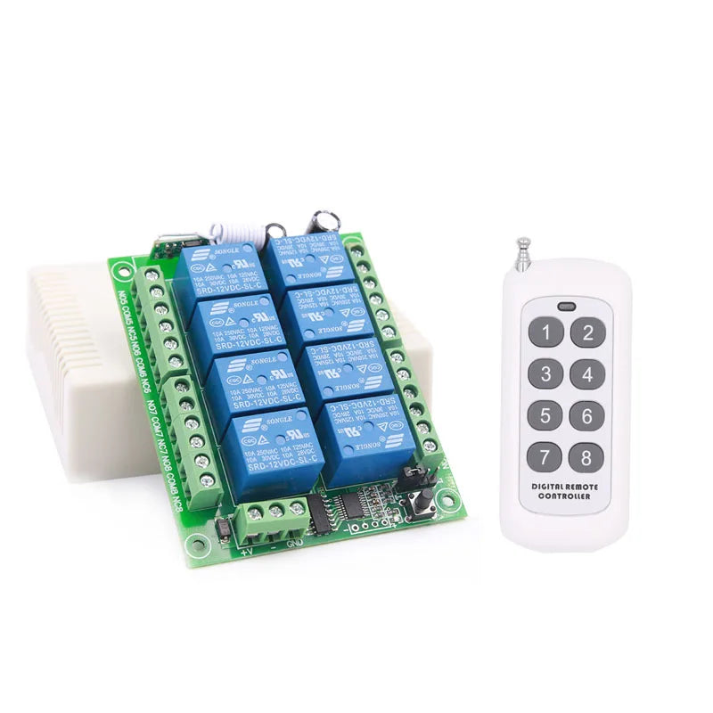 Controle remoto universal sem fio de 433 MHz DC 12 V 8 CH rf Relé Receptor e controle remoto de 500 metros para controle remoto sem fio