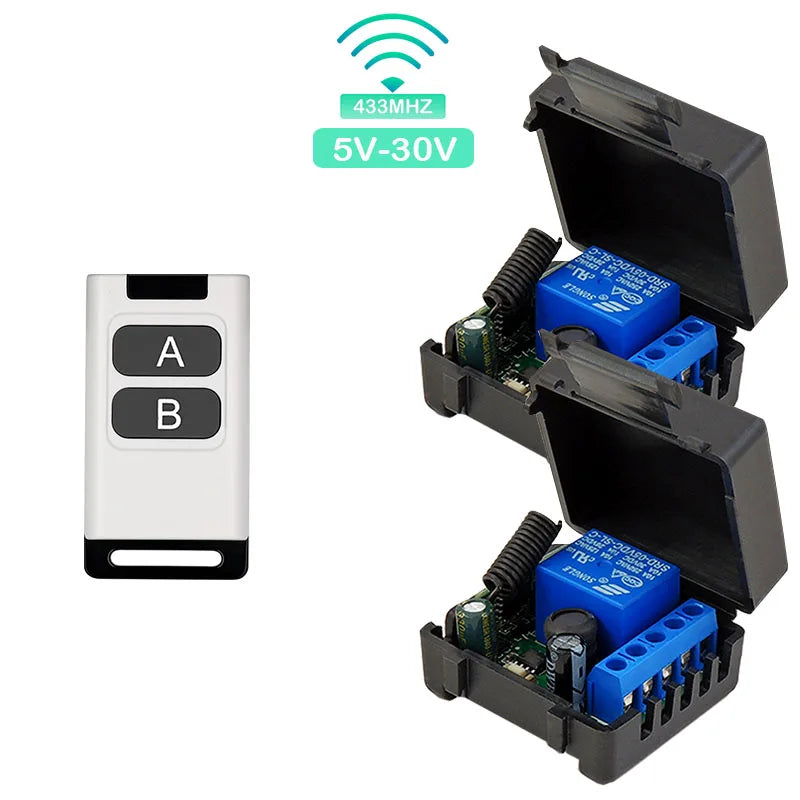 433 Mhz Universal Remote Control Wireless Switch 5V 30V 10A 1 Channel Radio Receiver 80 Meters Remote Control for Gate Door Led