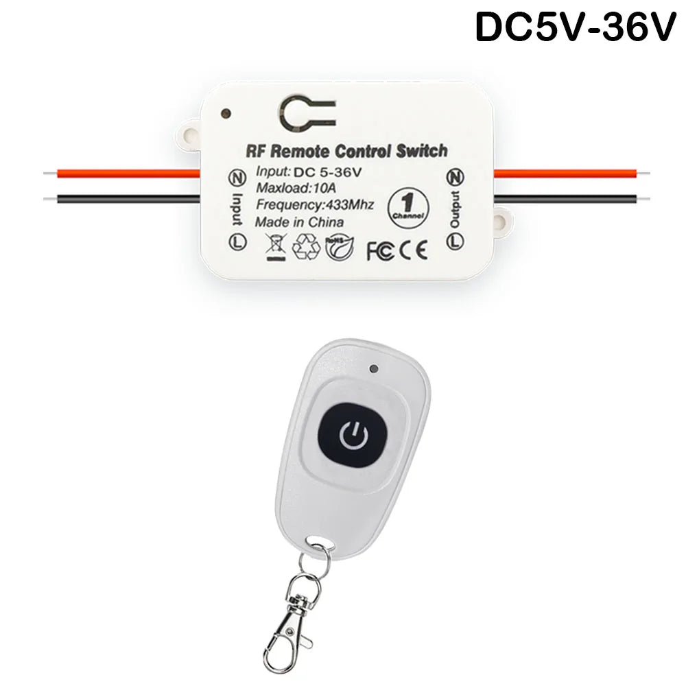 RF 433 Mhz Remote Control Universal Wireless Switch DC 12V 24V 36V Relay Receiver Remote Control for Gate DC Appliances Led Fan