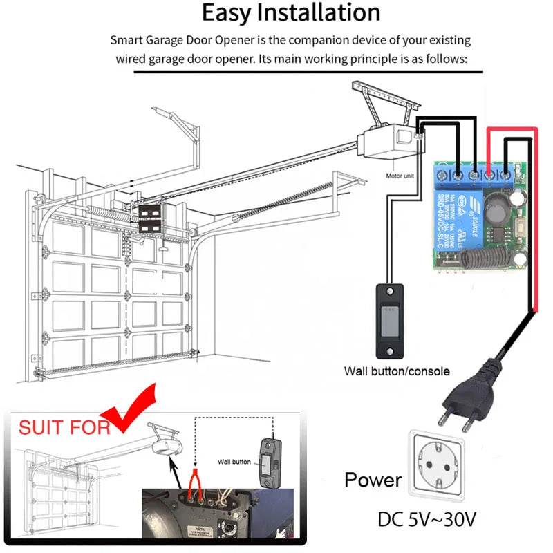 433 Mhz Universal Remote Control Wireless Switch 5V 30V 10A 1 Channel Radio Receiver 80 Meters Remote Control for Gate Door Led