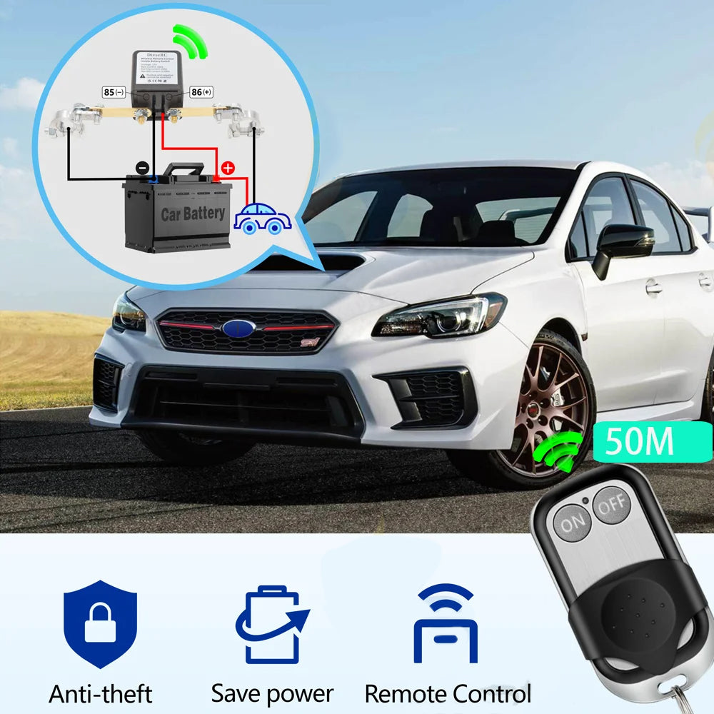 Battery Switch Relay 12V Remote Battery Kill Switch Car Batterys Disconnect Relay Anti Theft Shut Off Switch Battery Isolator