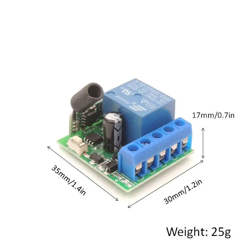 433Mhz DC12V 10A Relay 1CH RF Receiver Module and Remote Controls For LED Remote Controland Remote Light Switch