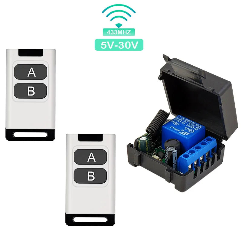 433 Mhz Controle Remoto Universal Interruptor Sem Fio 5V 30V 10A 1 Canal Receptor de Rádio 80 Metros Controle Remoto para Portão Porta Led