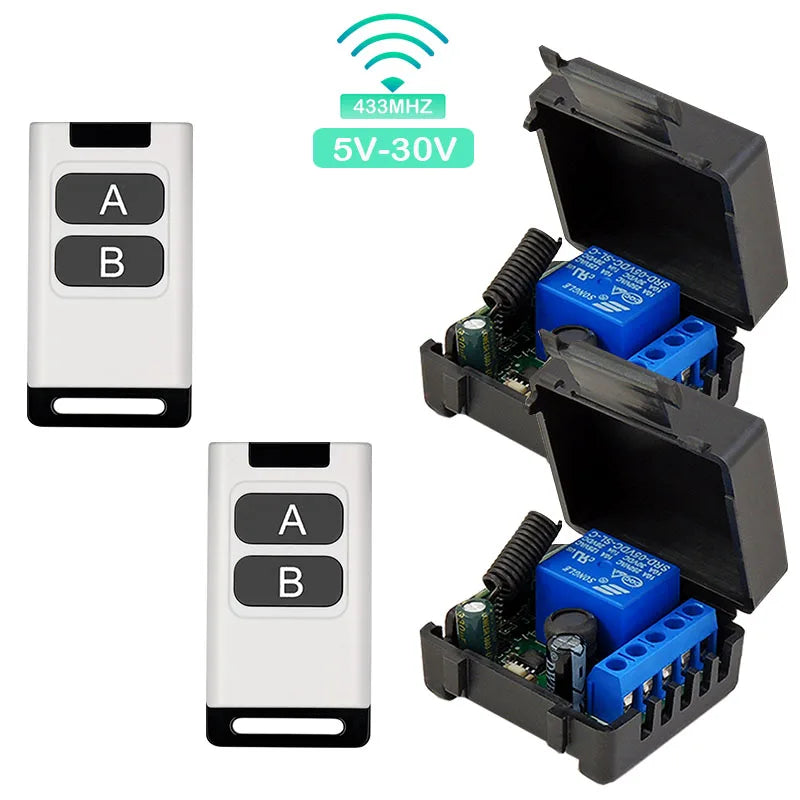 433 Mhz Controle Remoto Universal Interruptor Sem Fio 5V 30V 10A 1 Canal Receptor de Rádio 80 Metros Controle Remoto para Portão Porta Led