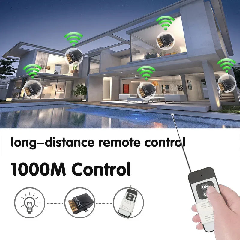 Interruptor de controle remoto de radiofrequência de 433 MHz AC 220 V 110 V 30 A Relé sem fio Receptor e transmissor (2 receptores e 1 controle remoto)