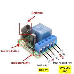 433Mhz 1000-Meters Remote Control 1CH Universal Wireless RF Relay 12V Controller and Transmitter, DIY Smart remote control