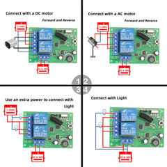 433 Mhz Controle Remoto Universal Interruptor Sem Fio DC 5V 12V 24V 2 Canais RF Relé Receptor Remoto ON OFF para Portão Garagem