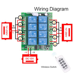 433MHz Wireless Universal Remote Control DC 12V 8CH rf Relay Receiver and 500 meters remote control for Wireless Remote Control