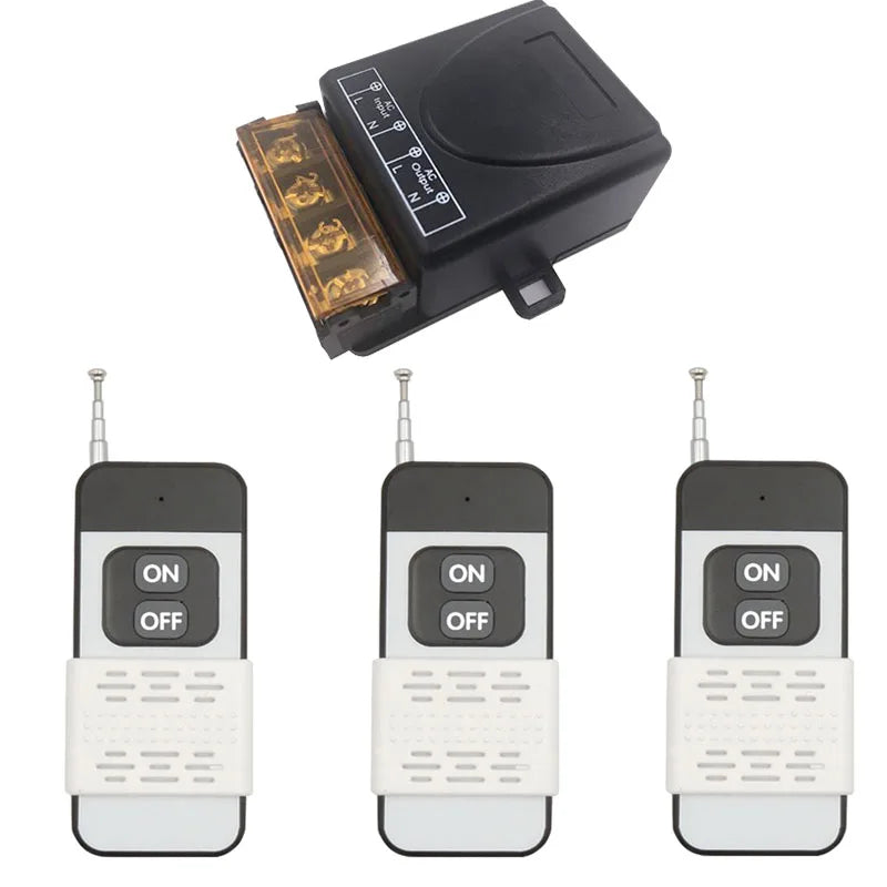 433Mhz Radio Frequency Remote Control Switch AC 220V 110V 30A Wireless Relay Receiver and Transmitter, 1000 Meters Long Distance