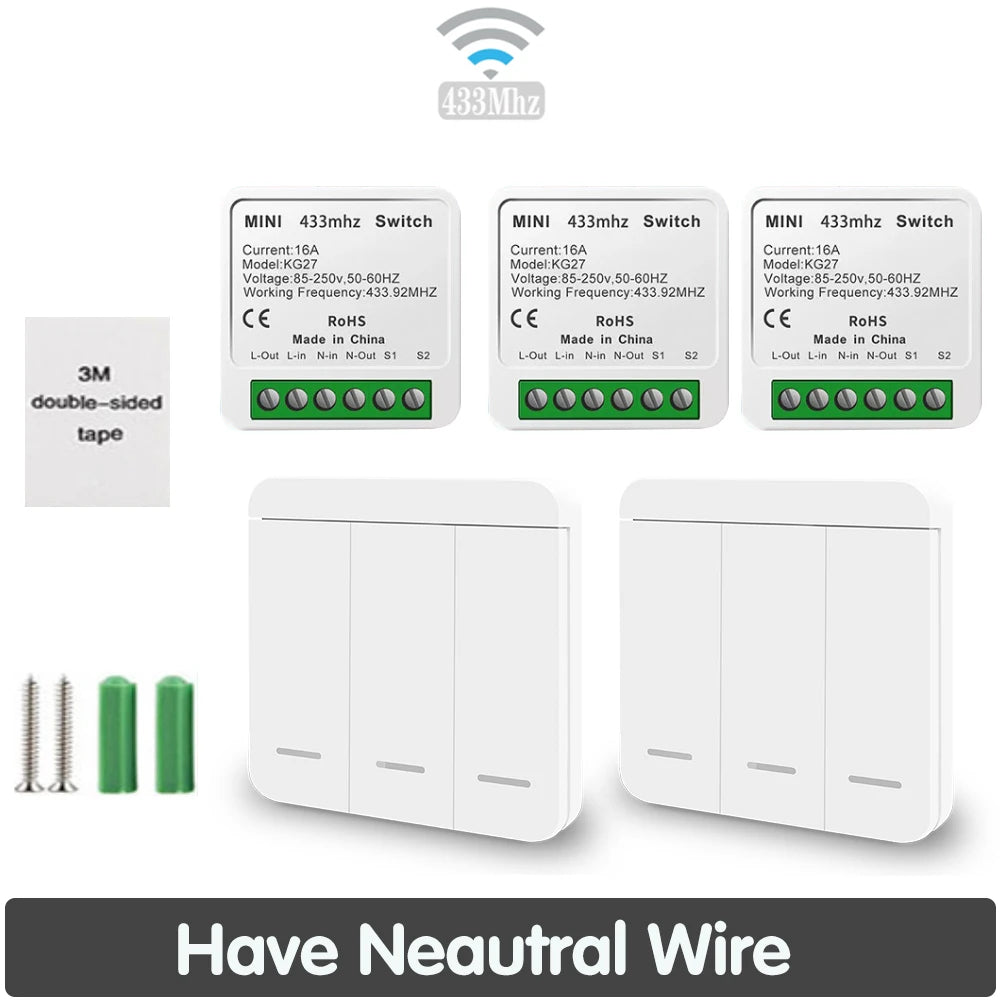 433 Mhz Wireless 16A Mini Smart Light wall Switch Supports 2 Way Control 220v Mini Relay Moudle Timing Control Home Lamp Led Fan