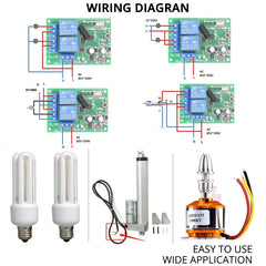 433Mhz RF Controle Remoto AC 220V 110V 2 Canal Relé Receptor, Garagem Controle Remoto 600M Transmissor de Longa Distância