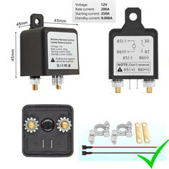 Battery Switch Relay 12V Remote Battery Kill Switch Car Batterys Disconnect Relay Anti Theft Shut Off Switch Battery Isolator