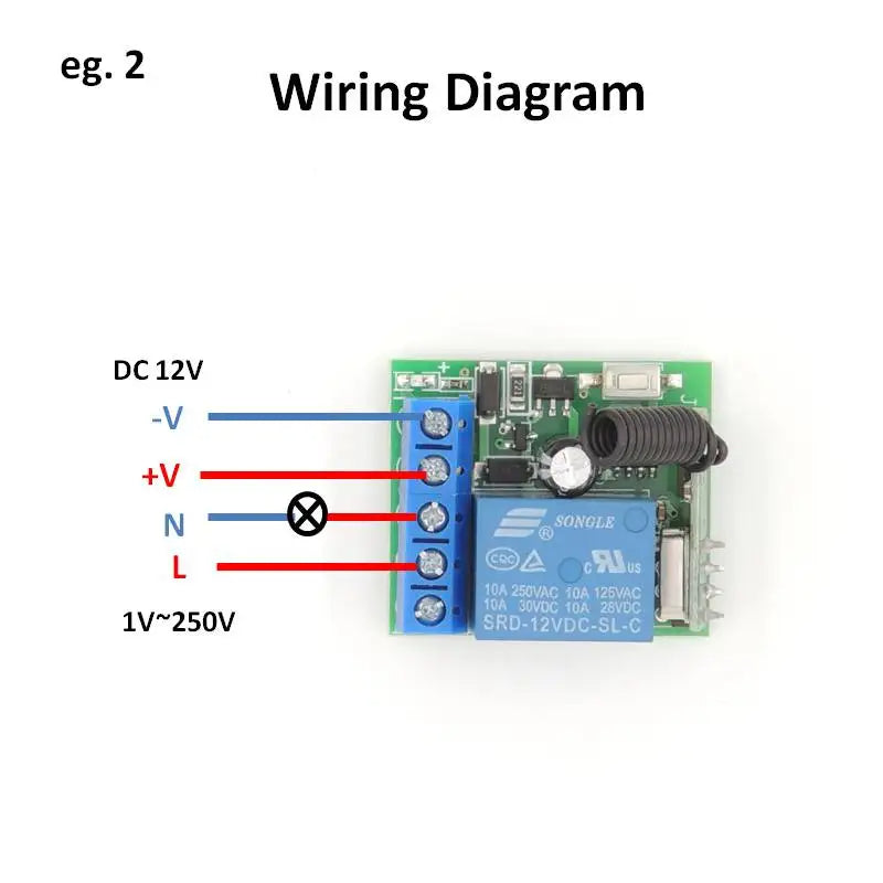 433Mhz DC12V 10A Relay 1CH RF Receiver Module and Remote Controls For LED Remote Controland Remote Light Switch