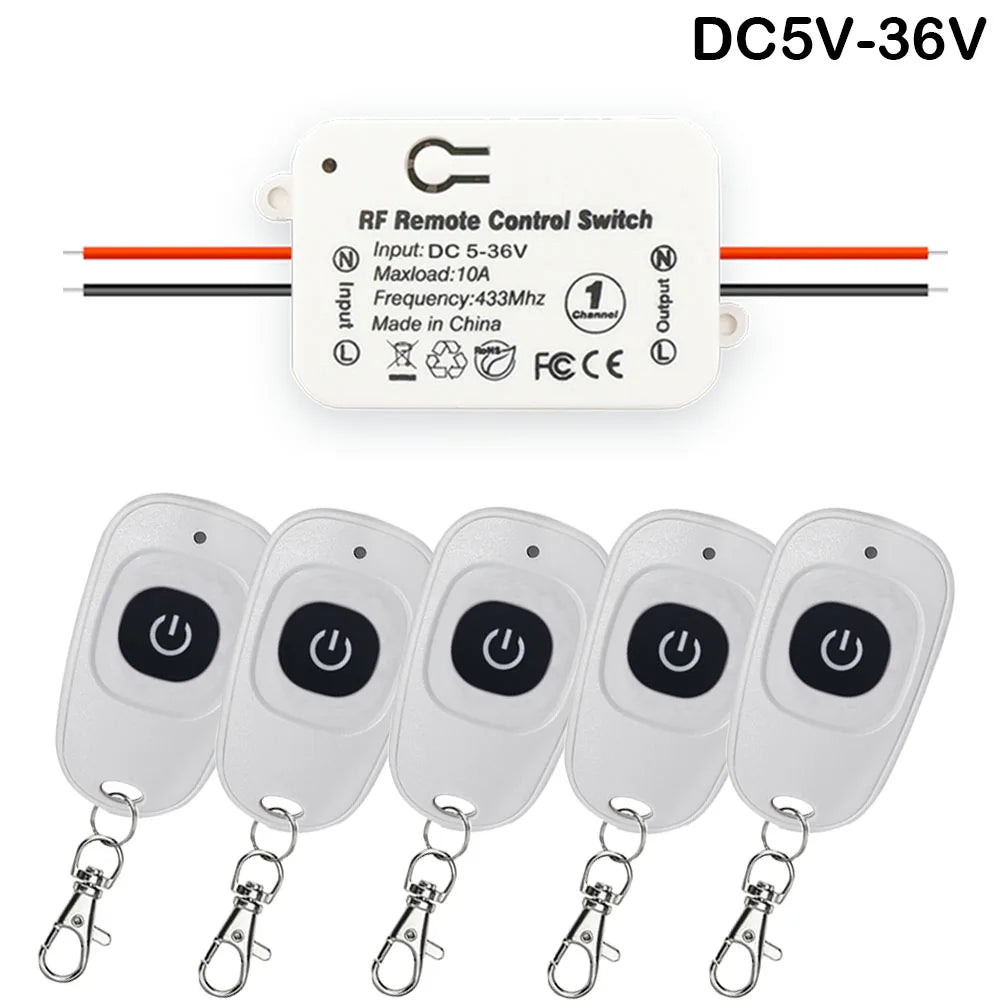 RF 433 Mhz Controle Remoto Universal Wireless Switch DC 12V 24V 36V Relé Receptor Controle Remoto para Portão DC Eletrodomésticos Led Ventilador