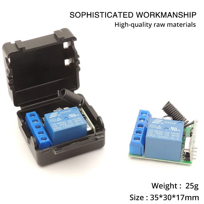 433Mhz 1000-Metros Controle Remoto 1CH Universal Wireless RF Relay 12V Controlador e Transmissor, Controle Remoto Inteligente DIY