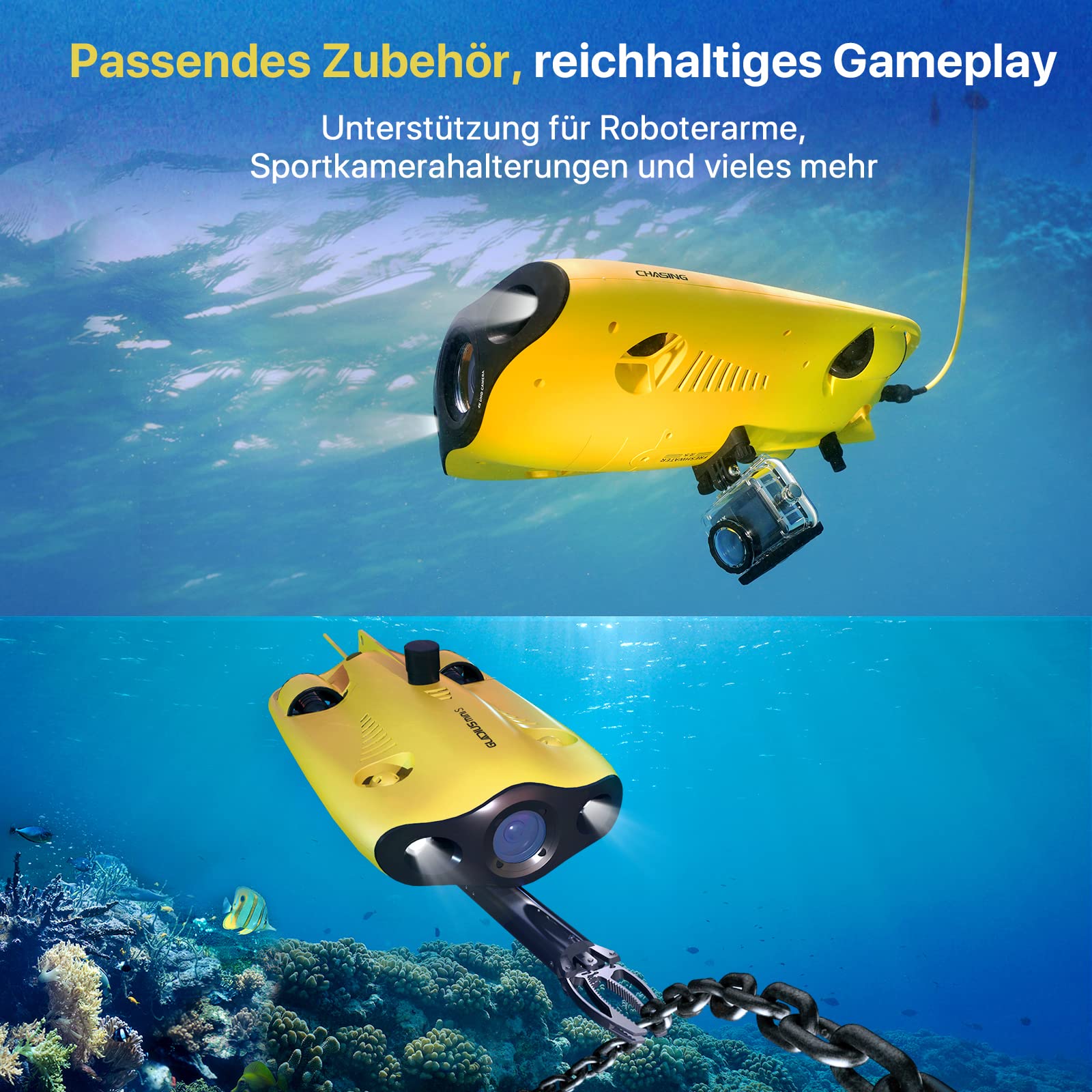 gladius Underwater Drone, Mini S UHD Underwater Vehicle with 4K + ICE Image Stabilisation Camera, Real Time Display, Direct Connection Remote Control, Dive up to 330 Feet Underwater, Portable ROV