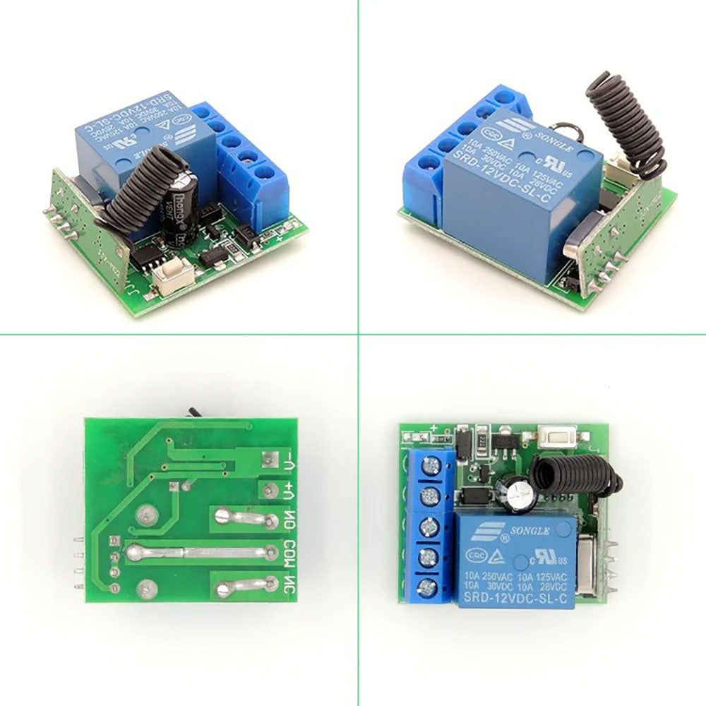 Interruptor de controle remoto sem fio 433 mhz DC 12V 10A 1CH relé receptor para motor de portão de garagem luz ON OFF transmissor