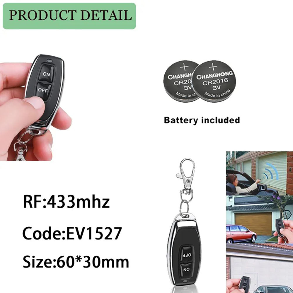 Interruptor de control remoto inalámbrico de 433 mhz DC 12V 10A 1CH receptor de relé para puerta de garaje transmisor de encendido y apagado de luz del Motor