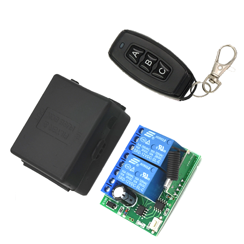 12V Wireless RF Remote Control Relay Module Switch 50M Receiver 2ch channel for DC Motor auto door