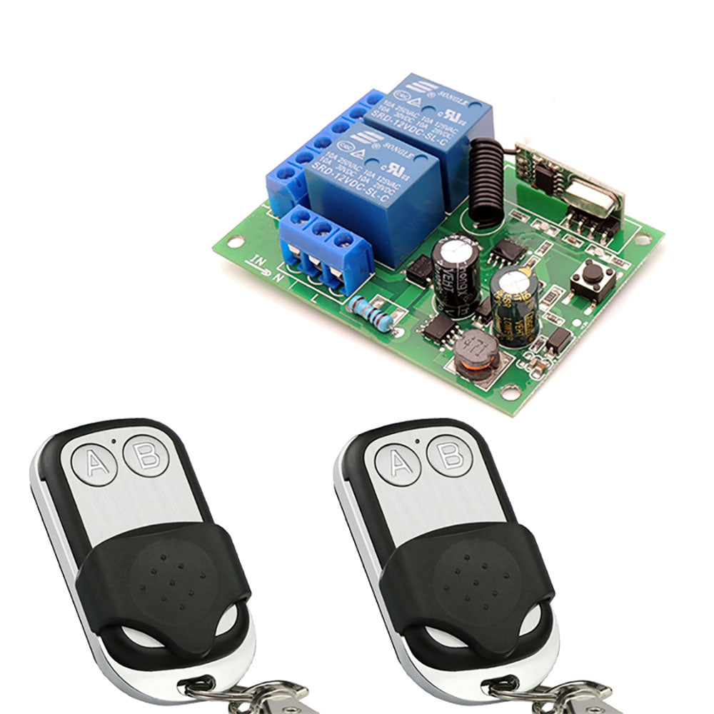 Transmissor e receptor de 2 canais, controle remoto RF de 2 botões para porta automática, controle remoto de porta de garagem 