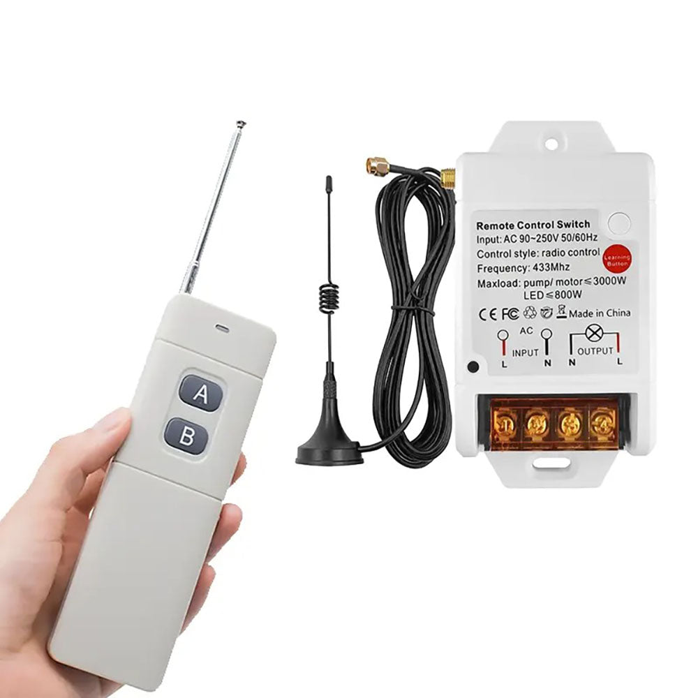 3000m long distance Wireless RF433MHz Universal 30A Relay High Power Receiver For Fan Light Control Remote Switch