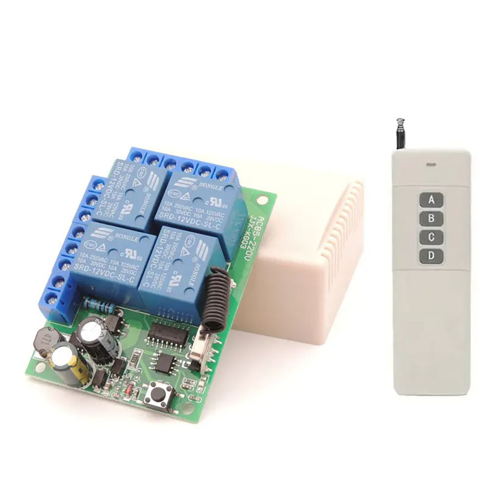 433MHz 220V 4CH RF Sistema de controle remoto sem fio Receptor RF Módulo receptor de relé para interruptor de luz de porta de garagem