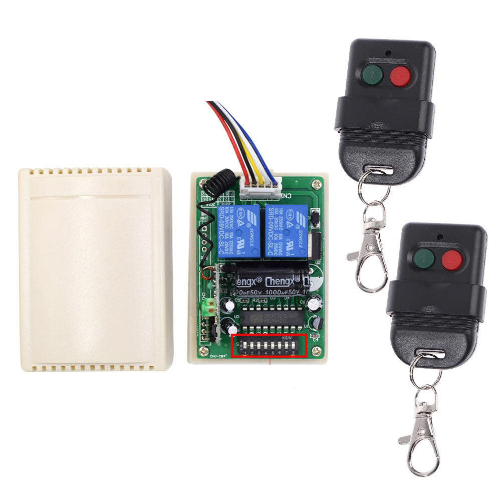 433MHz Auto Gate Door Wireless Remote Controller Switch Set 12V 8dip SMC5326 2CH Relay Receiver and Transmitter