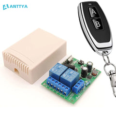 433MHz AC 110V 220V 2CH Universal Remote Control Switch Gate Motor Controller Module 10A Relay Receiver Transmitter