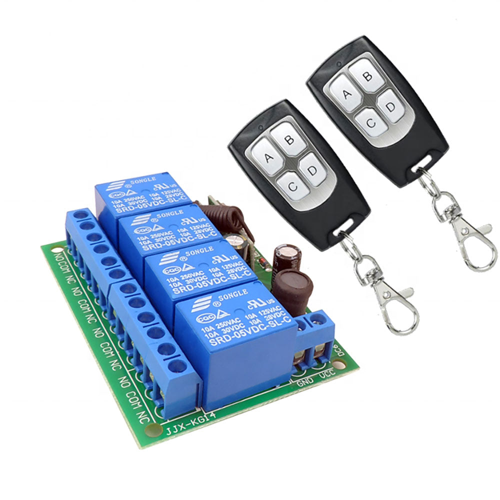 433mhz rf transmitter and receiver Switch DC24V 12V 4CH Relay Receiver Module for Light garage remote and receiver