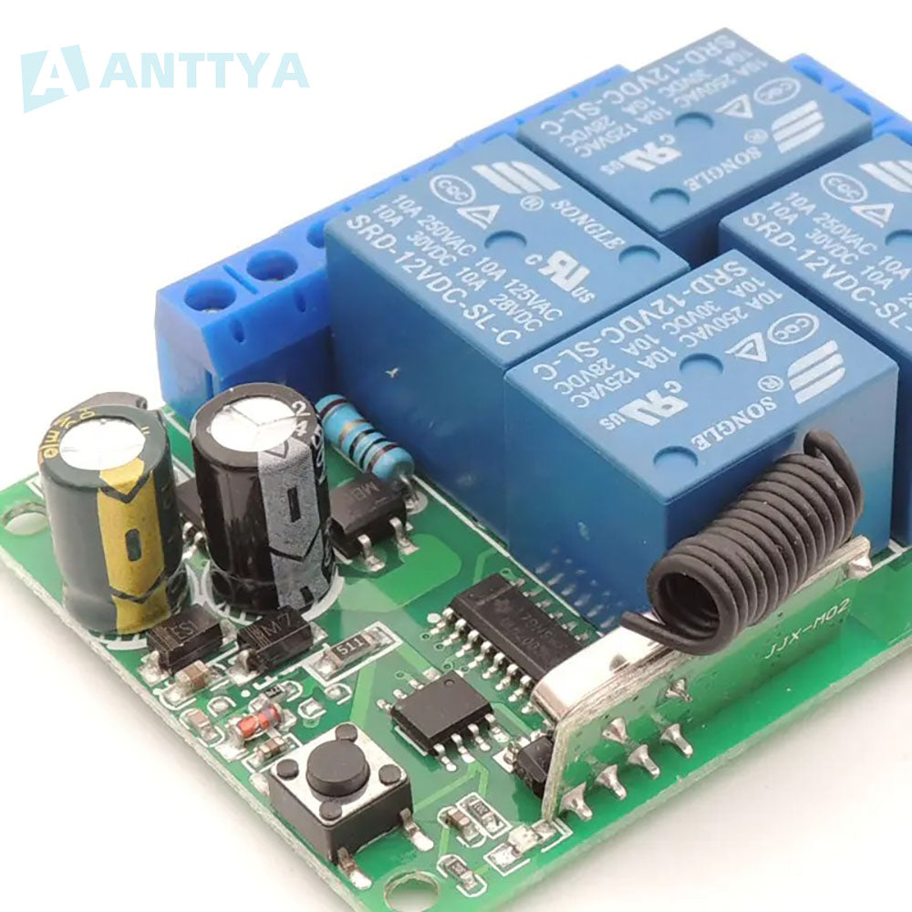 433MHz 220V 4CH RF Sistema de controle remoto sem fio Receptor RF Módulo receptor de relé para interruptor de luz de porta de garagem