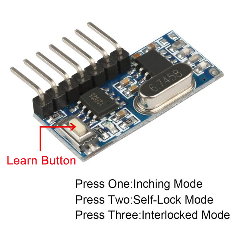 Receptor e transmissor sem fio de 433 MHz Saída 4CH com controle remoto de código de aprendizagem Módulos de RF sem fio EV1527