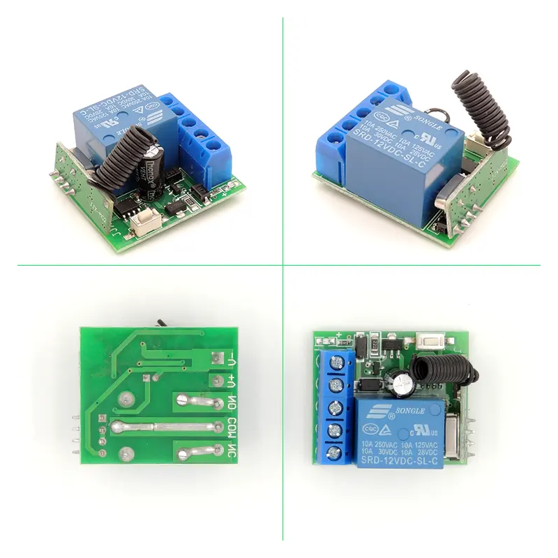 Módulo receptor de relé 1CH Interruptor de controle sem fio DC 12V Transmissor RF 433Mhz Controles remotos