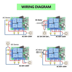 433Mhz Remote Control Receiver RF Wireless Switch AC 110V 220V 10A Controller 4Ch Relay Module and Transmitter,for Gate Door LED