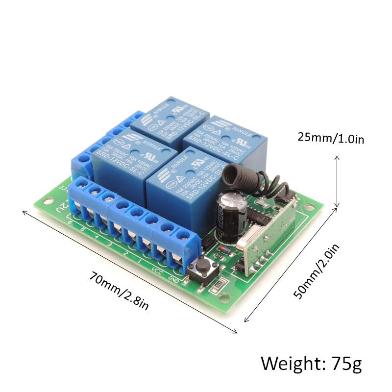 433Mhz DC 12V Universal Wireless RF Remote Control Switch 4CH Relay Radio Receiver Module And Smart Remote Controls Transmitters