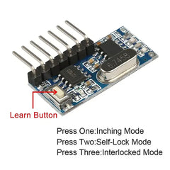 Módulo transmissor e receptor RF de 433 MHz Interruptor sem fio Interruptor de controle de saída de 4 canais Relé remoto