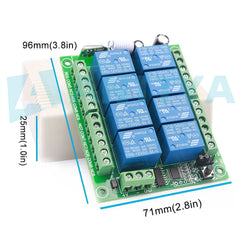 433MHz DC 12V sem fio 8 canais interruptor de controle remoto 10A módulo de relé receptor