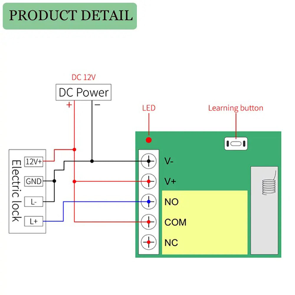 Interruptor de control remoto inalámbrico de 433 mhz DC 12V 10A 1CH receptor de relé para puerta de garaje transmisor de encendido y apagado de luz del Motor