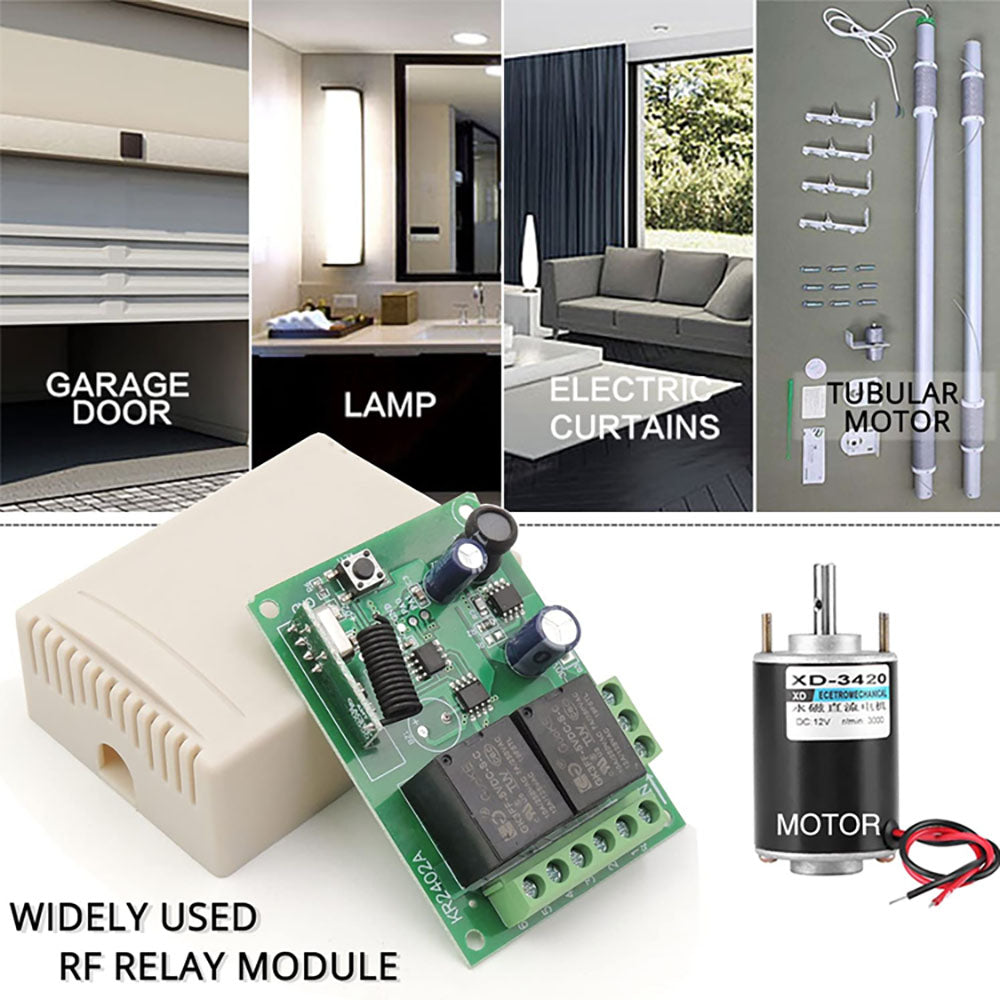 Relés de 2 canais 10A 433mhz DC12V 24V receptor rf sem fio com controle remoto sem fio 2 relés saídas sem fio 