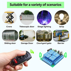 433Mhz Remote Control Receiver RF Wireless Switch AC 110V 220V 10A Controller 4Ch Relay Module and Transmitter,for Gate Door LED