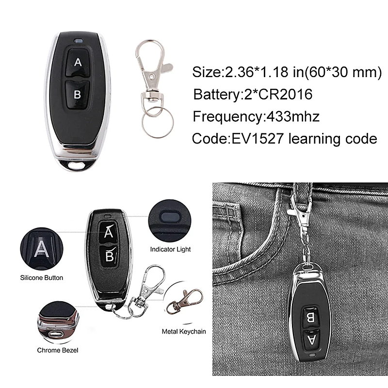 433 Mhz Universal Wireless Remote Control Switch DC 12V 1CH Relay Receiver Module and RF Transmitter Electronic Lock Control Diy