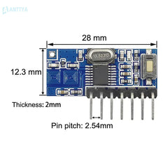 Módulo transmissor e receptor RF de 433 MHz Interruptor sem fio Interruptor de controle de saída de 4 canais Relé remoto