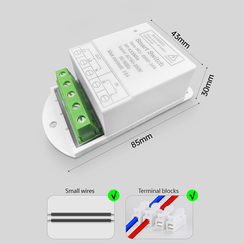 433MHz 2CH Interruptor de controle remoto sem fio AC 110V 220V Relé Receptor para portão elétrico Lâmpada de luz Porta de garagem de carro