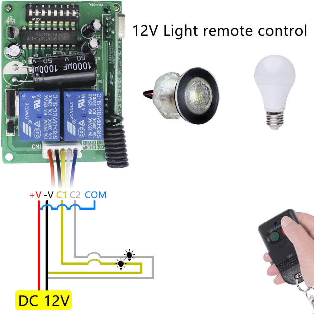 433MHz Auto Gate Door Wireless Remote Controller Switch Set 12V 8dip SMC5326 2CH Relay Receiver and Transmitter