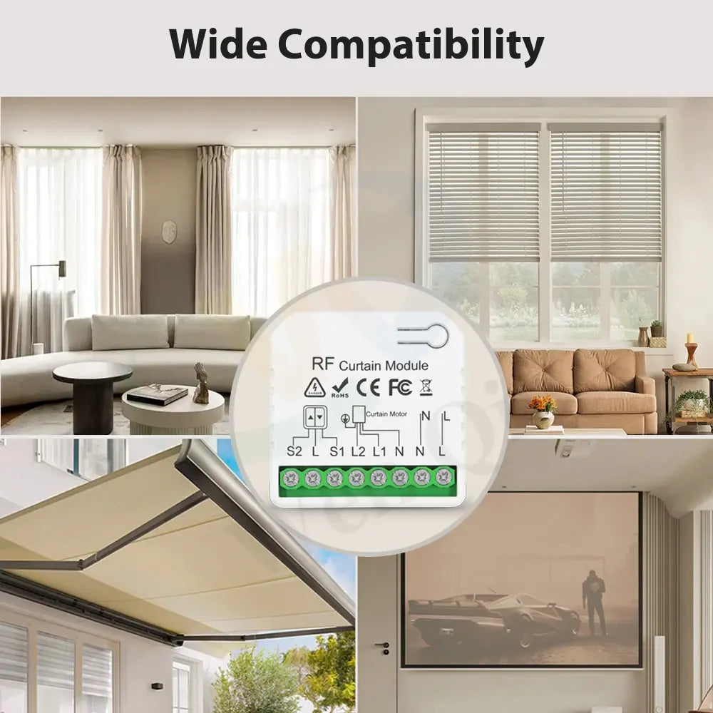 AC 85-250V WiFi RF Smart Curtain Switch Module Smart Home Roller Shutter Garage Controller and Wireless Remote support Alexa