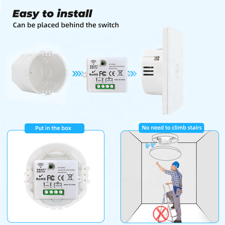 AC85-250V 433Mhz Wireless Remote Control AC220V Universal RF Relay Receiver Module Light Remote Controller For Led Light