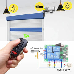 433Mhz Remote Control Receiver RF Wireless Switch AC 110V 220V 10A Controller 4Ch Relay Module and Transmitter,for Gate Door LED